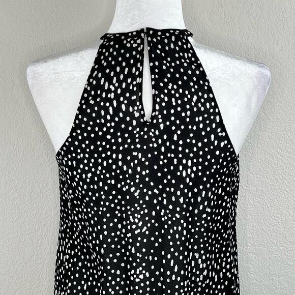 A.L.C. Iggy Black White Polka Dot Silk Georgette Layered Halter Top Blouse 4 - Picture 7 of 11
